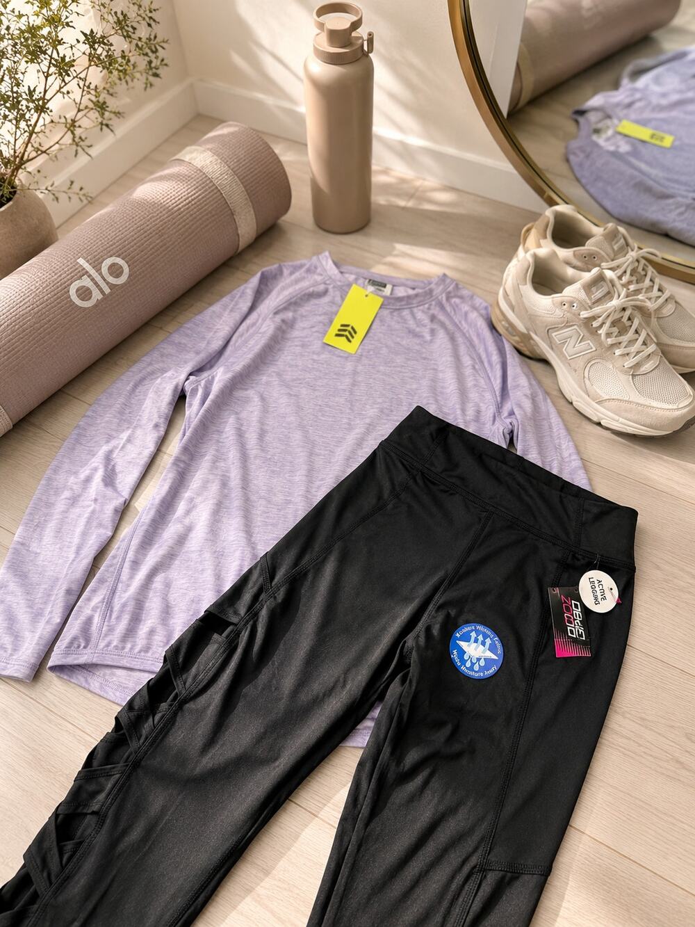 NWT Zone Pro Black Cutout Active Leggings & All In Motion XL Top Set